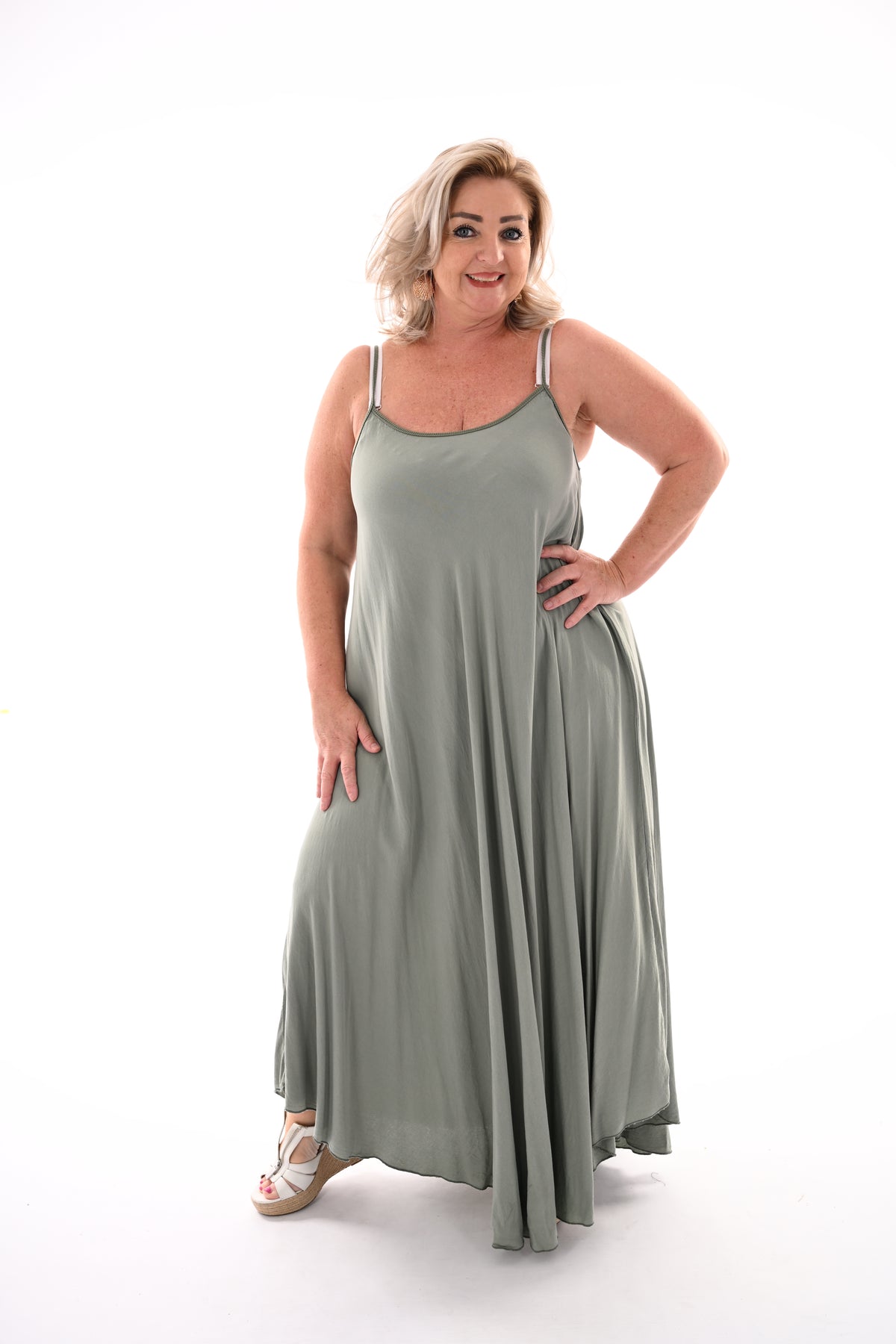 Lange basic jurk legergroen