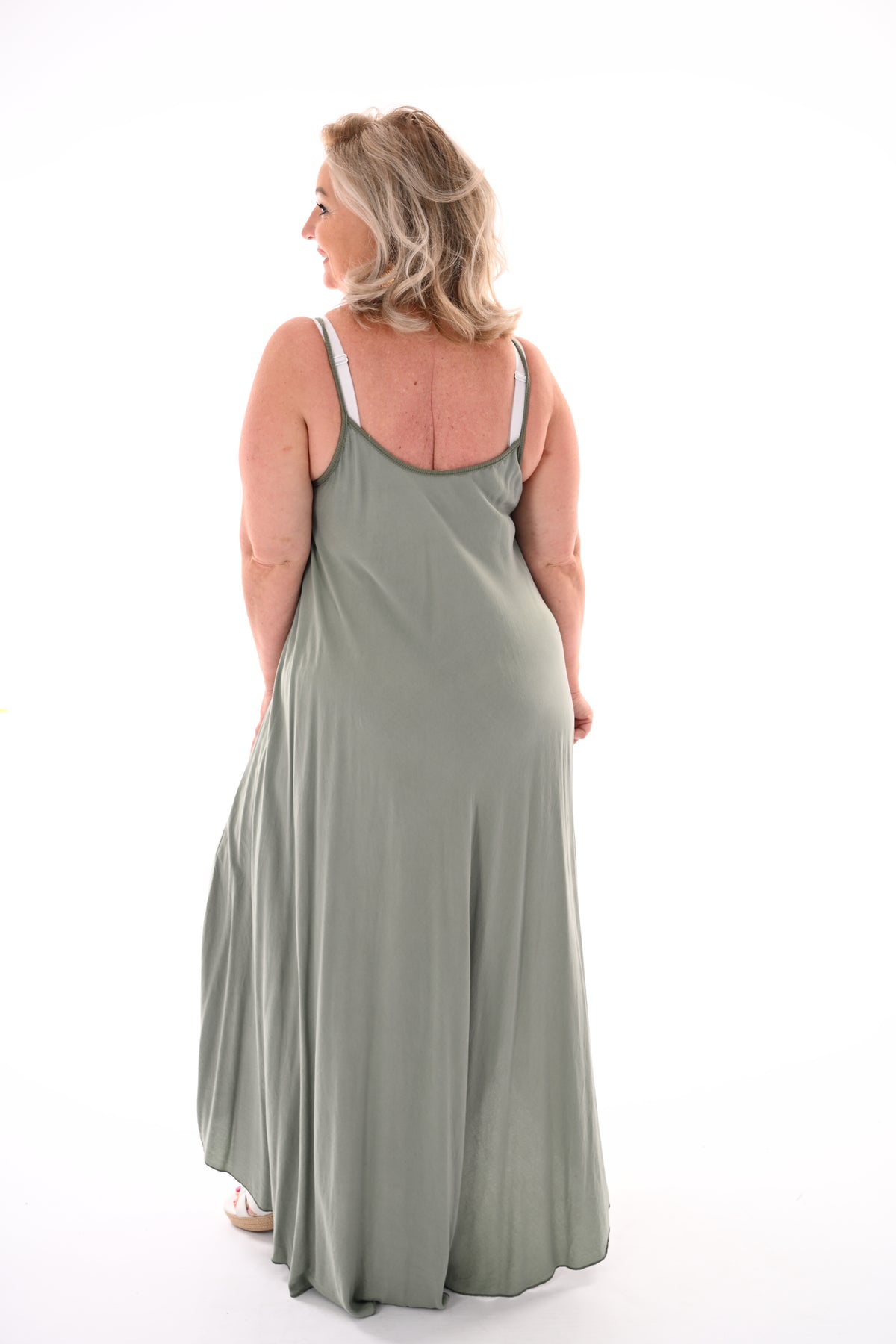 Lange basic jurk legergroen