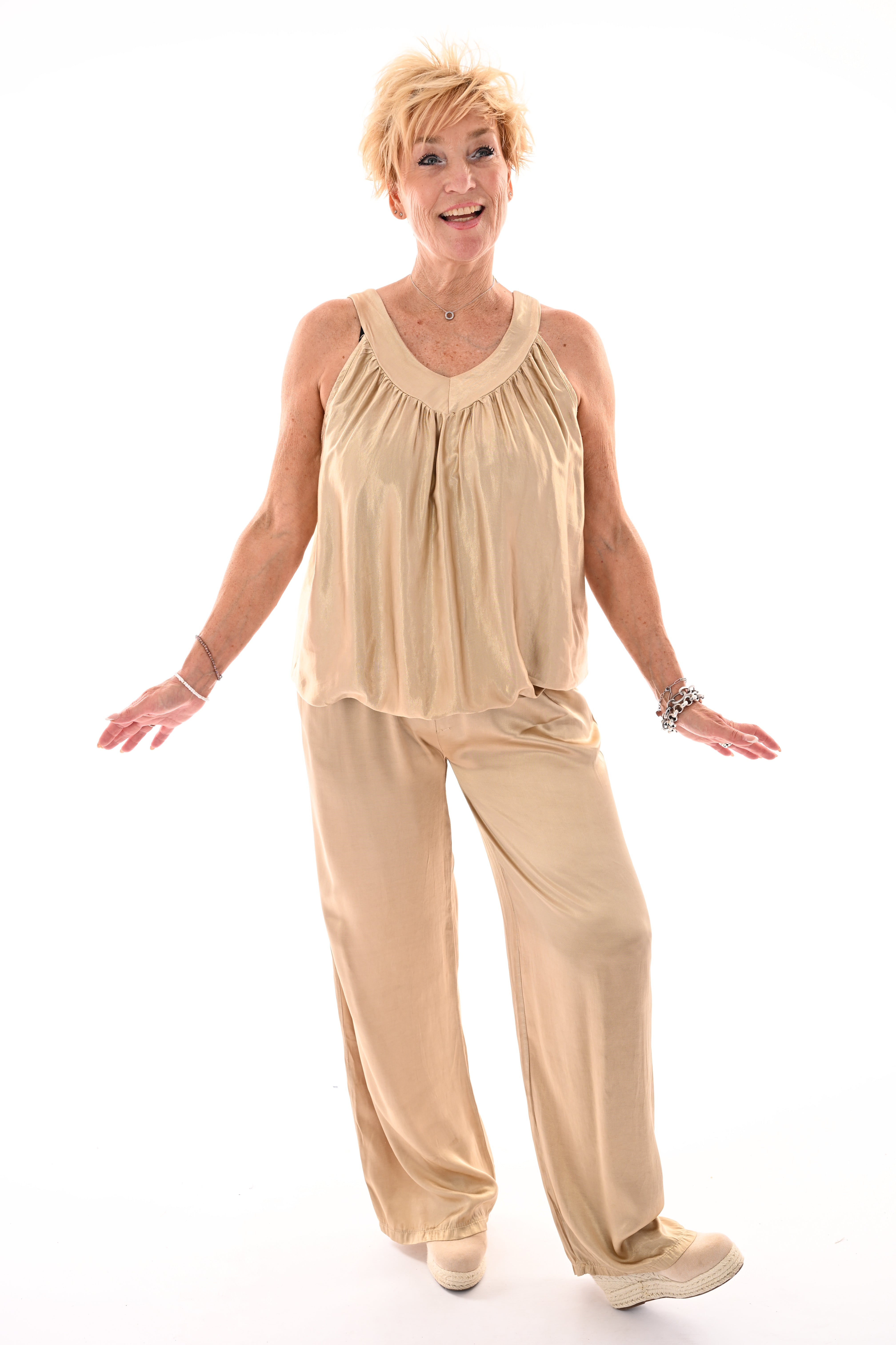 Tweedelig set silky goud