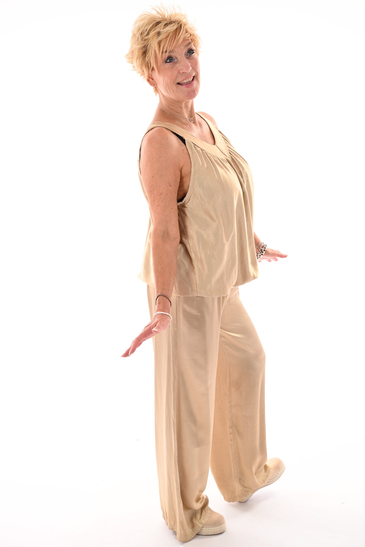 Tweedelig set silky goud