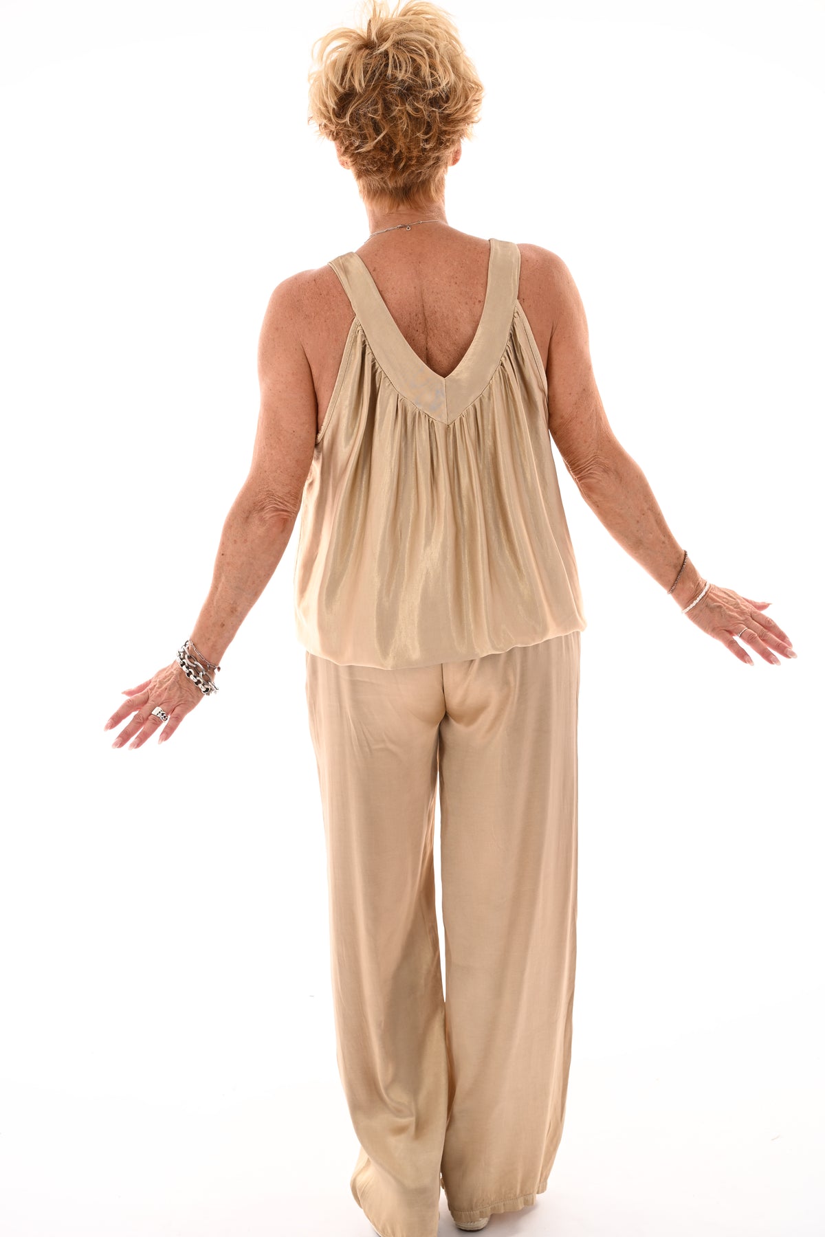 Tweedelig set silky goud