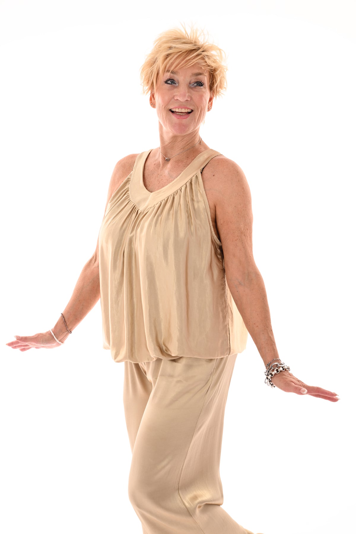 Tweedelig set silky goud