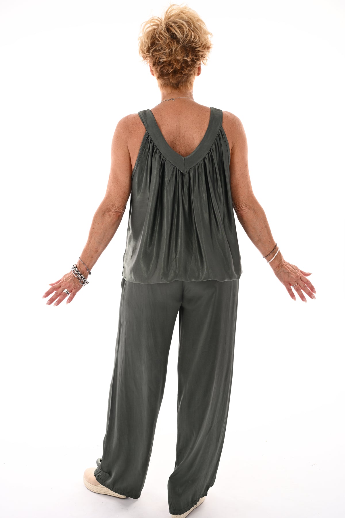 Tweedelig set silky legergroen