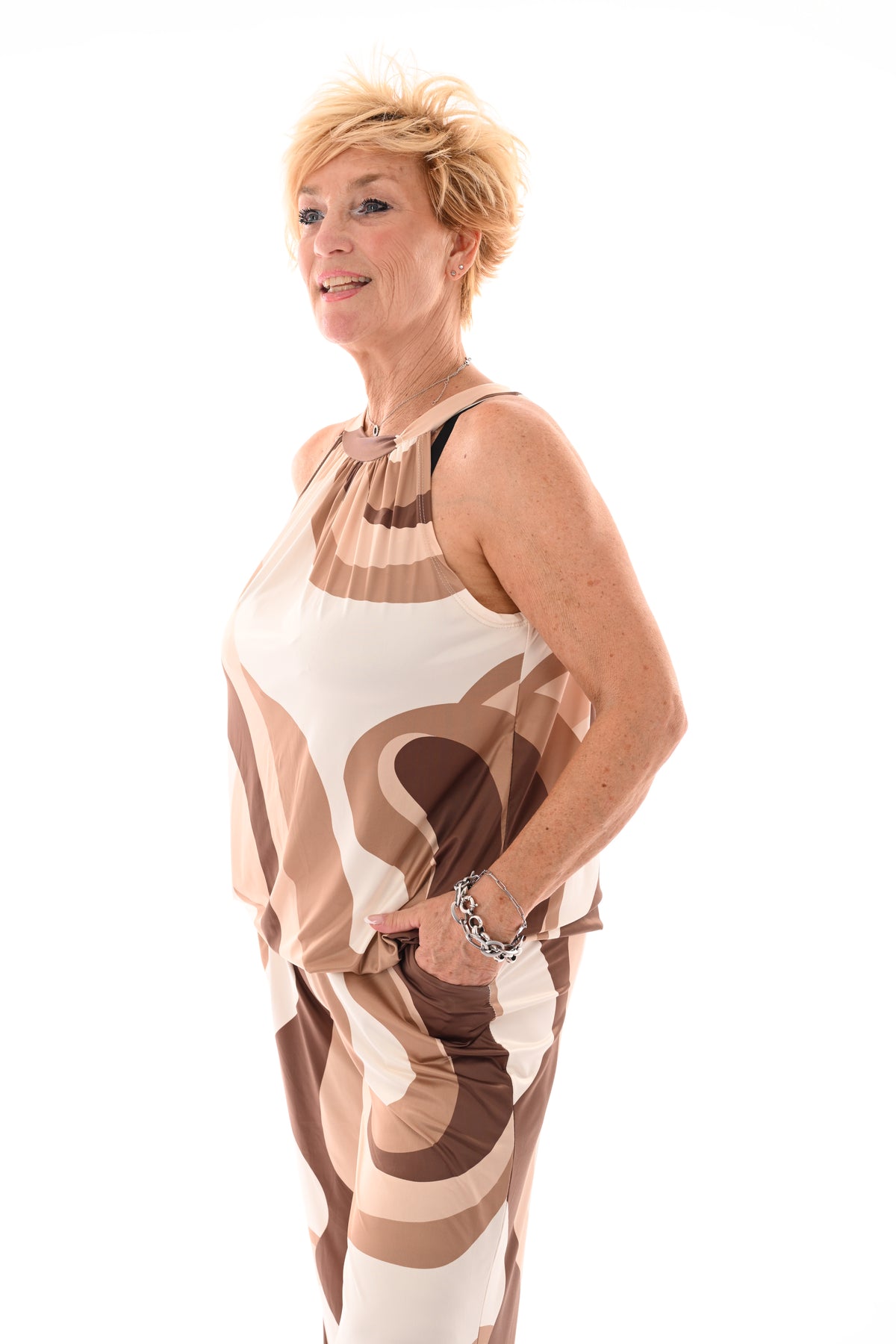 Tweedelig set halter top abstract camel