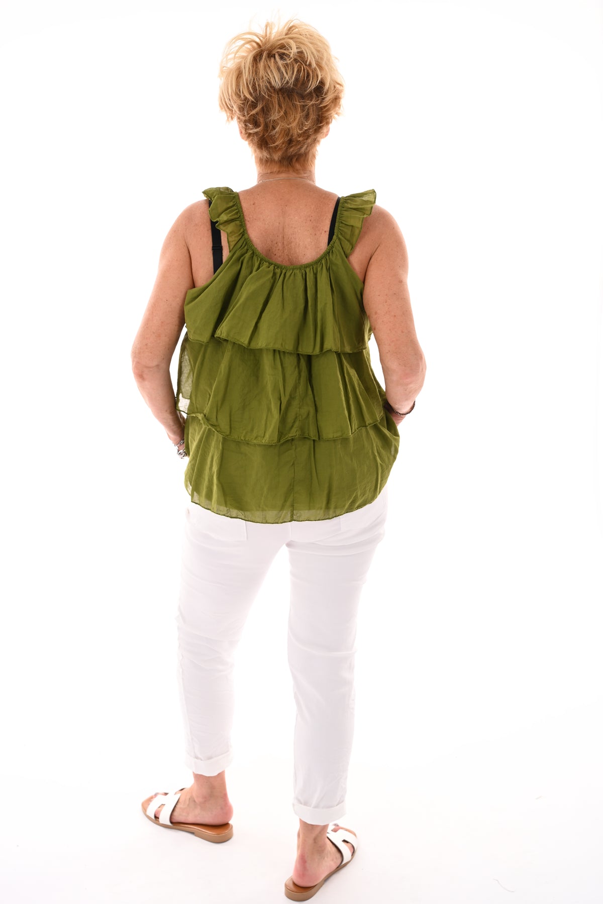 Top ruffle lagen uni lime