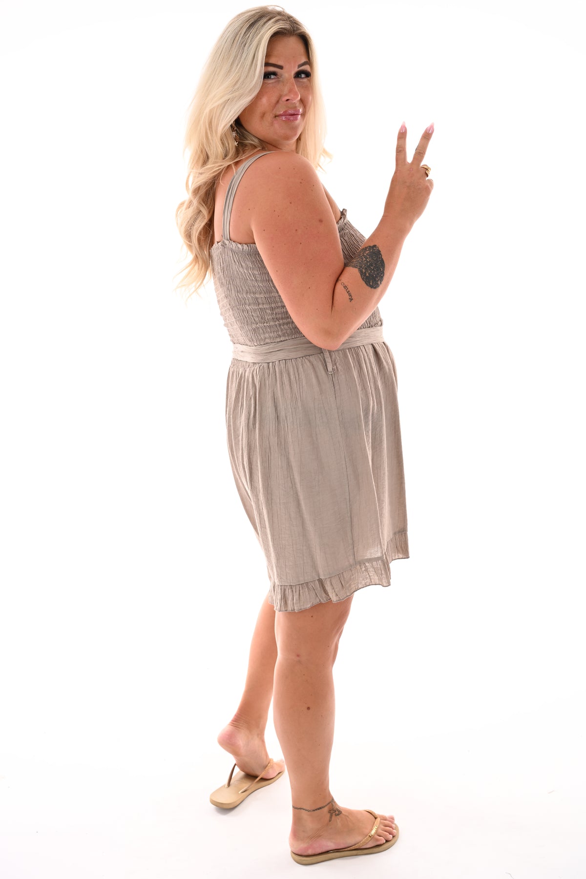 Playsuit smock top taupe