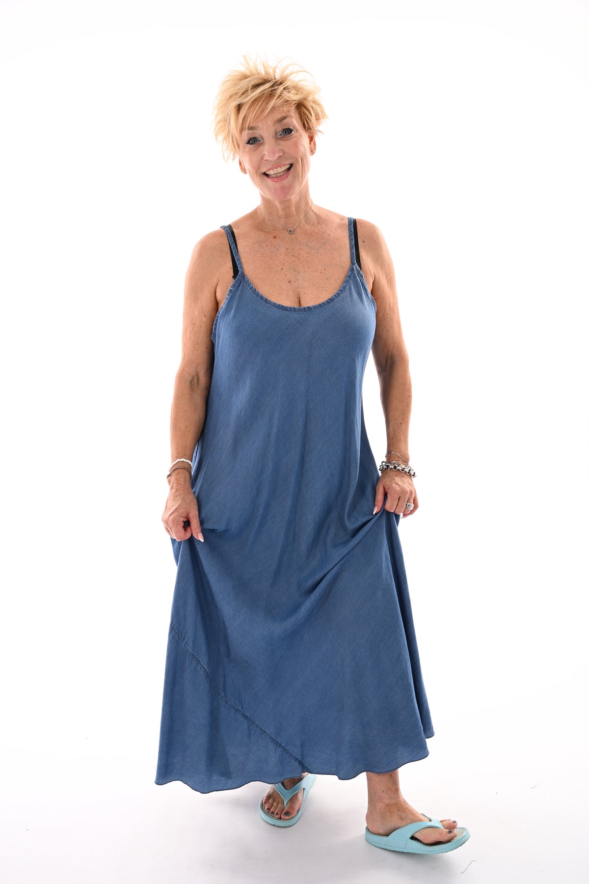 Lange jeans jurk blauw
