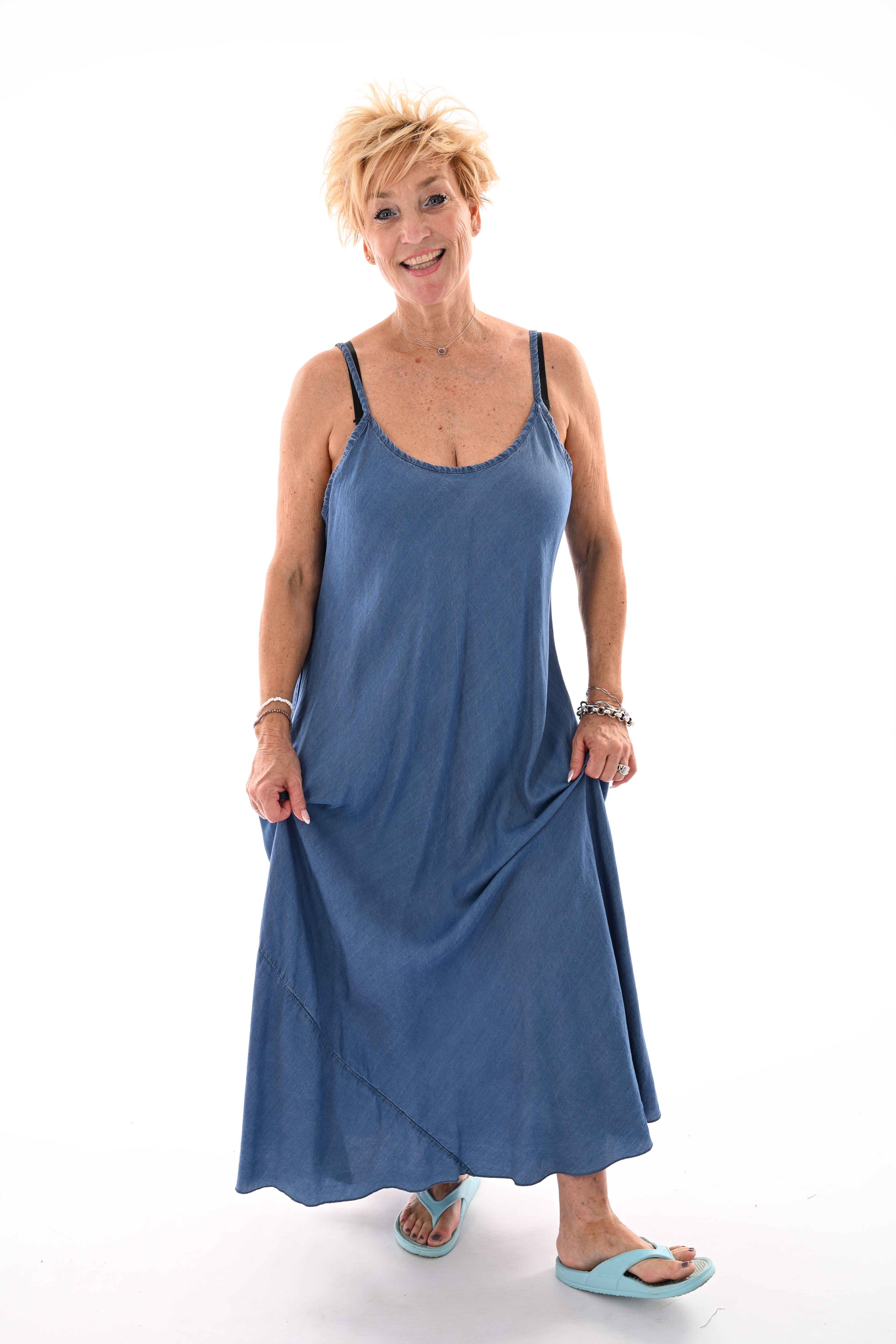 Lange jeans jurk blauw