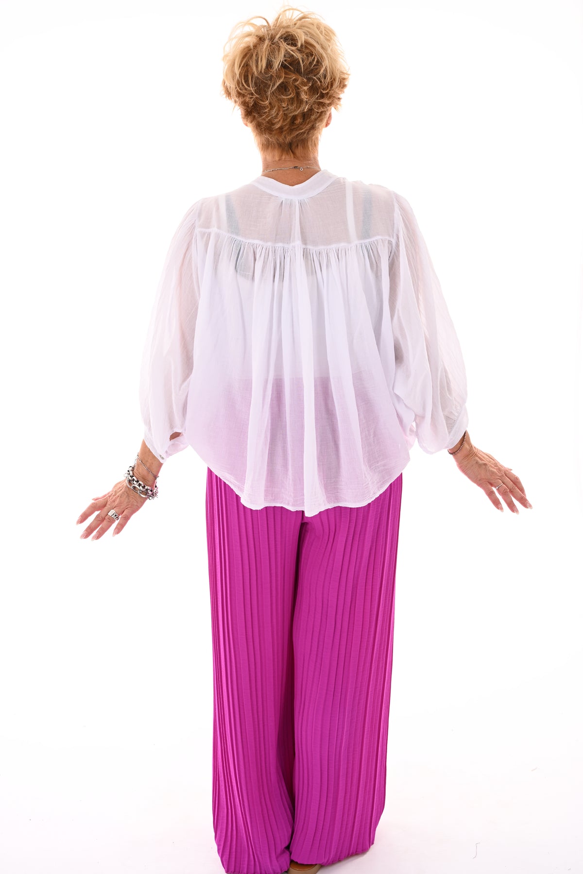 Korte blouse 3/4e mouwen uni wit
