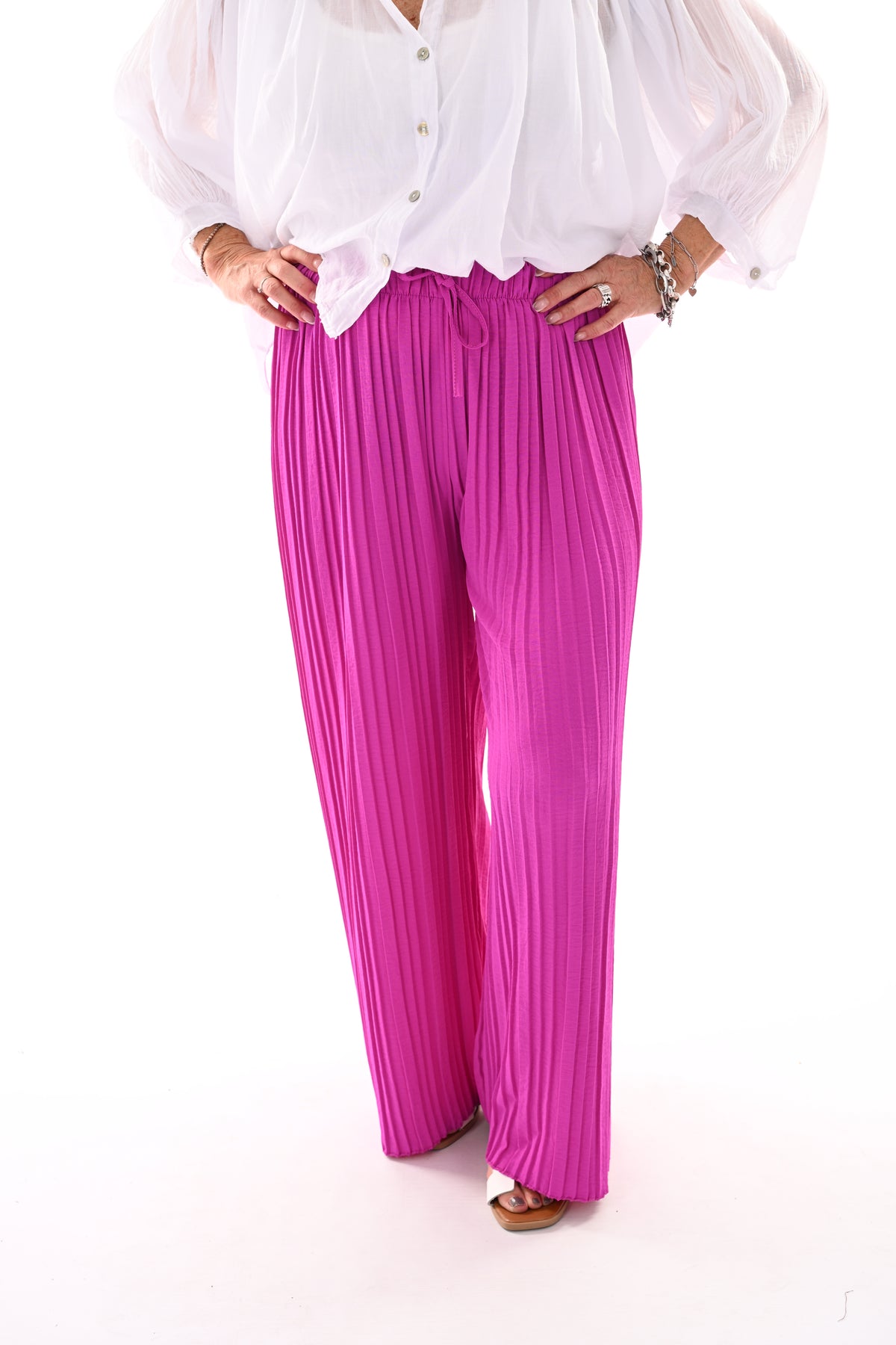 Broek plooien uni magenta
