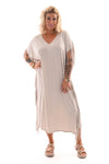 T-shirt dress franjes beige