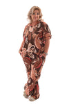 Tweedelig pak korte mouwen paisley donkerbruin