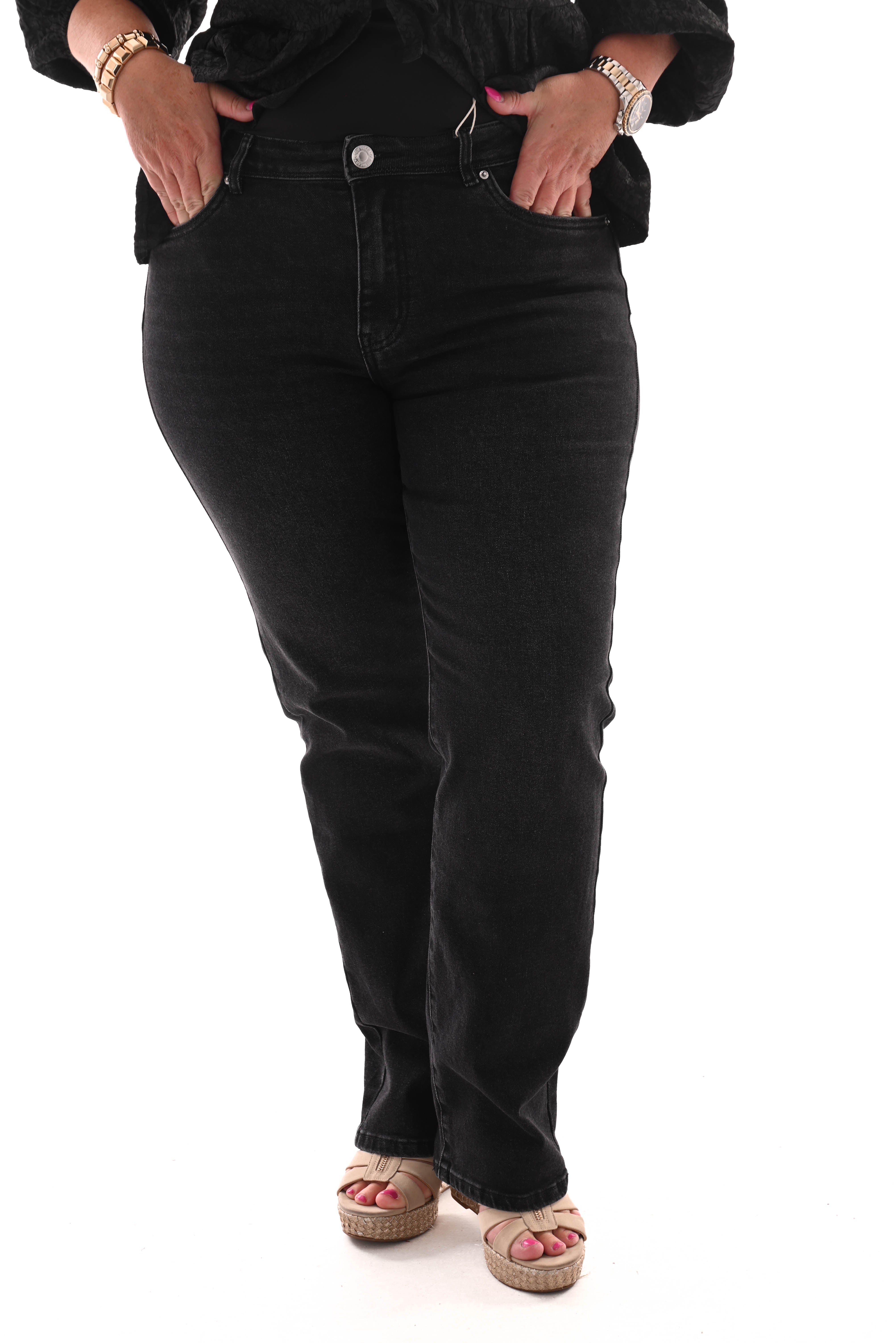 Norfy jeans straight leg high waist zwart