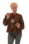Strik blouse bloemen wijde uitloop bruin