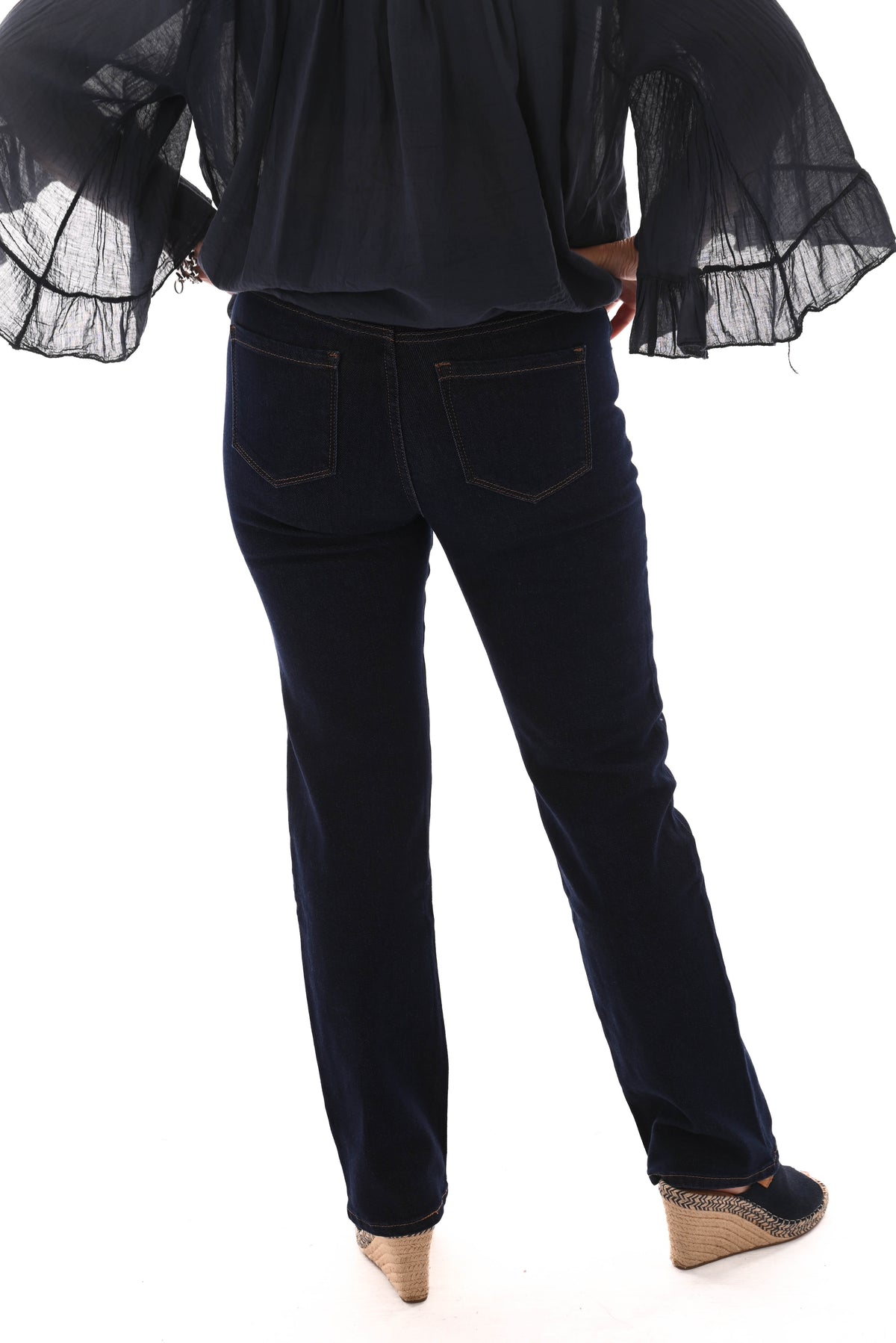 Norfy jeans straight leg high waist donkerblauw