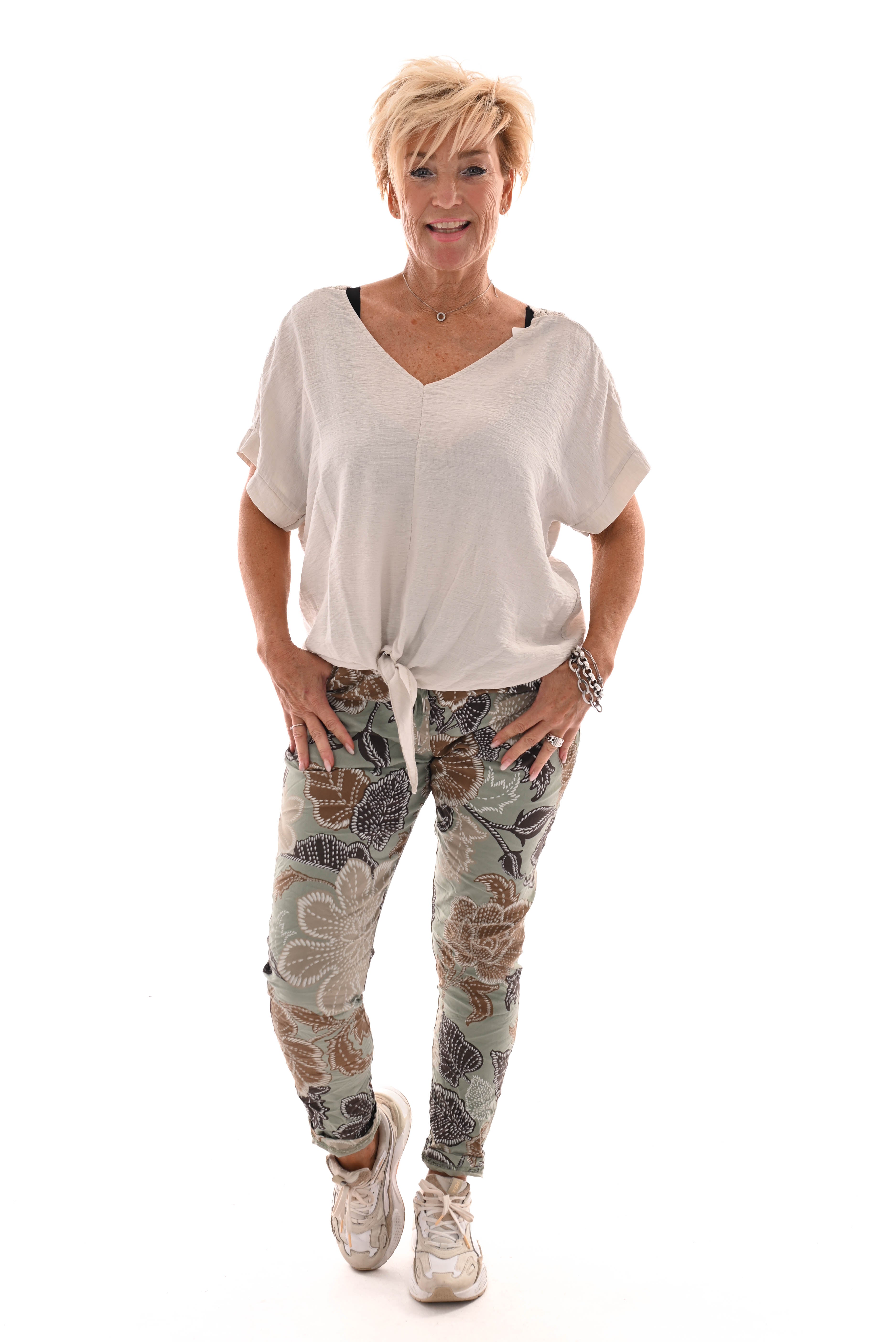 Top gehaakte rug met knoop creme