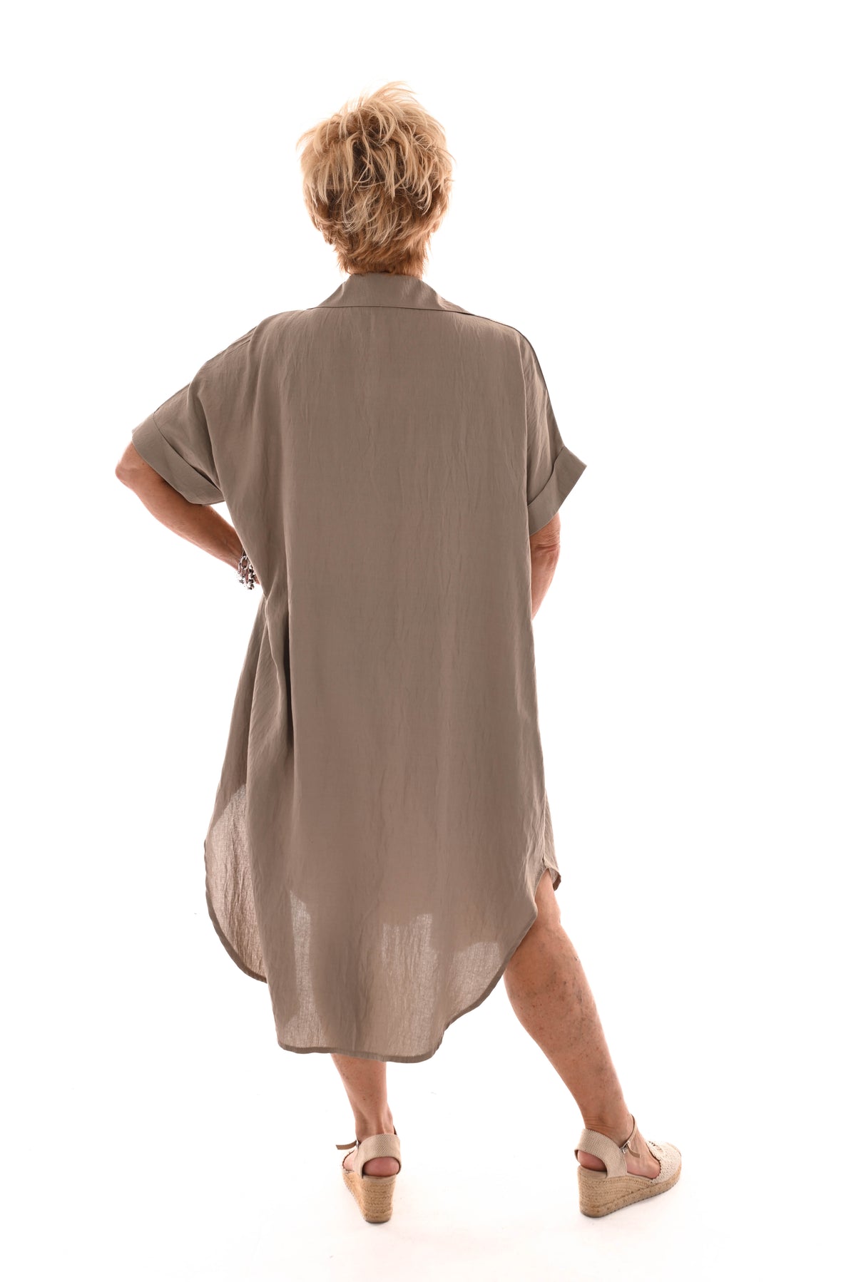 Tuniek v-hals met kraag uni taupe