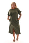 Jurk taille knoop legergroen