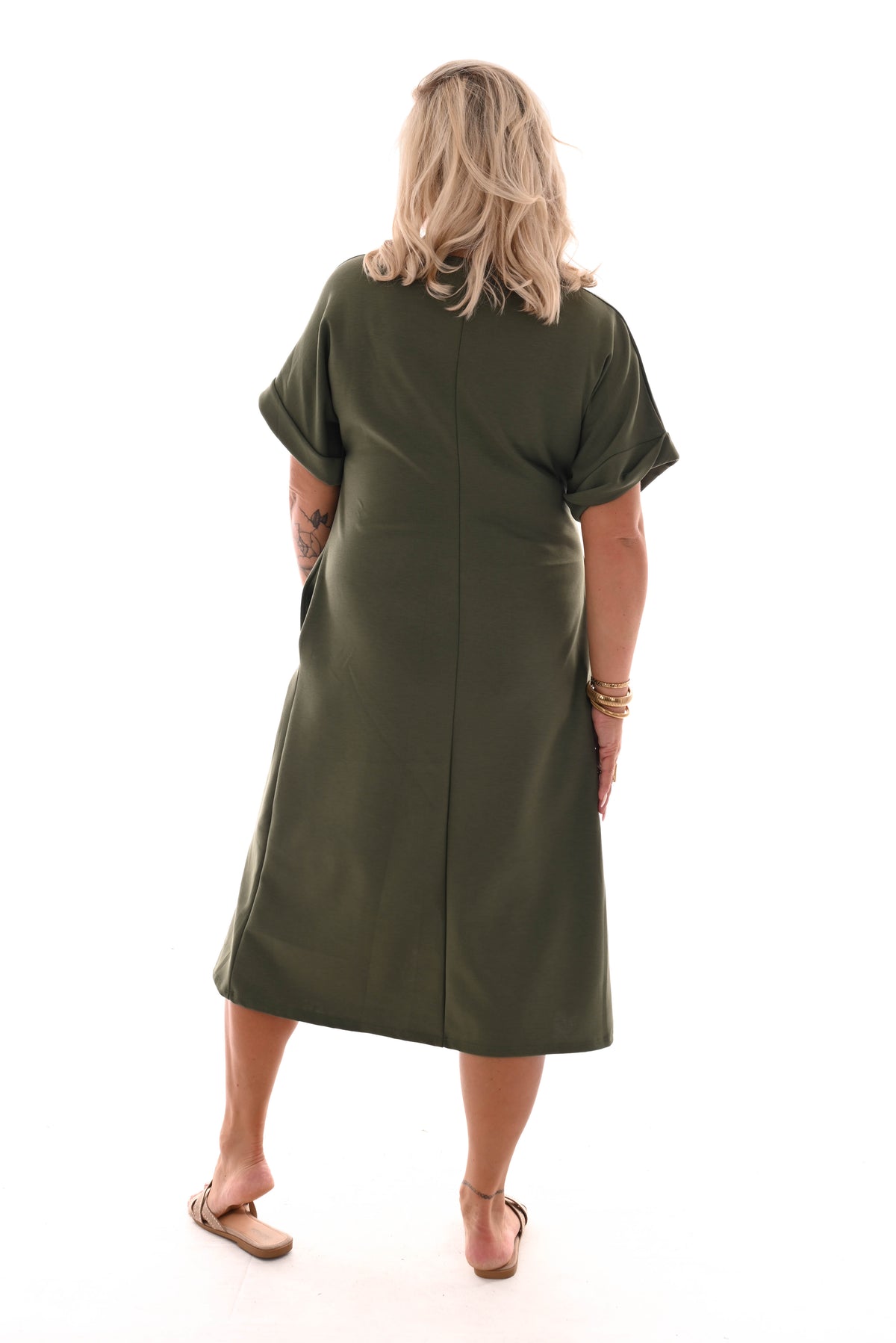 Jurk taille knoop legergroen