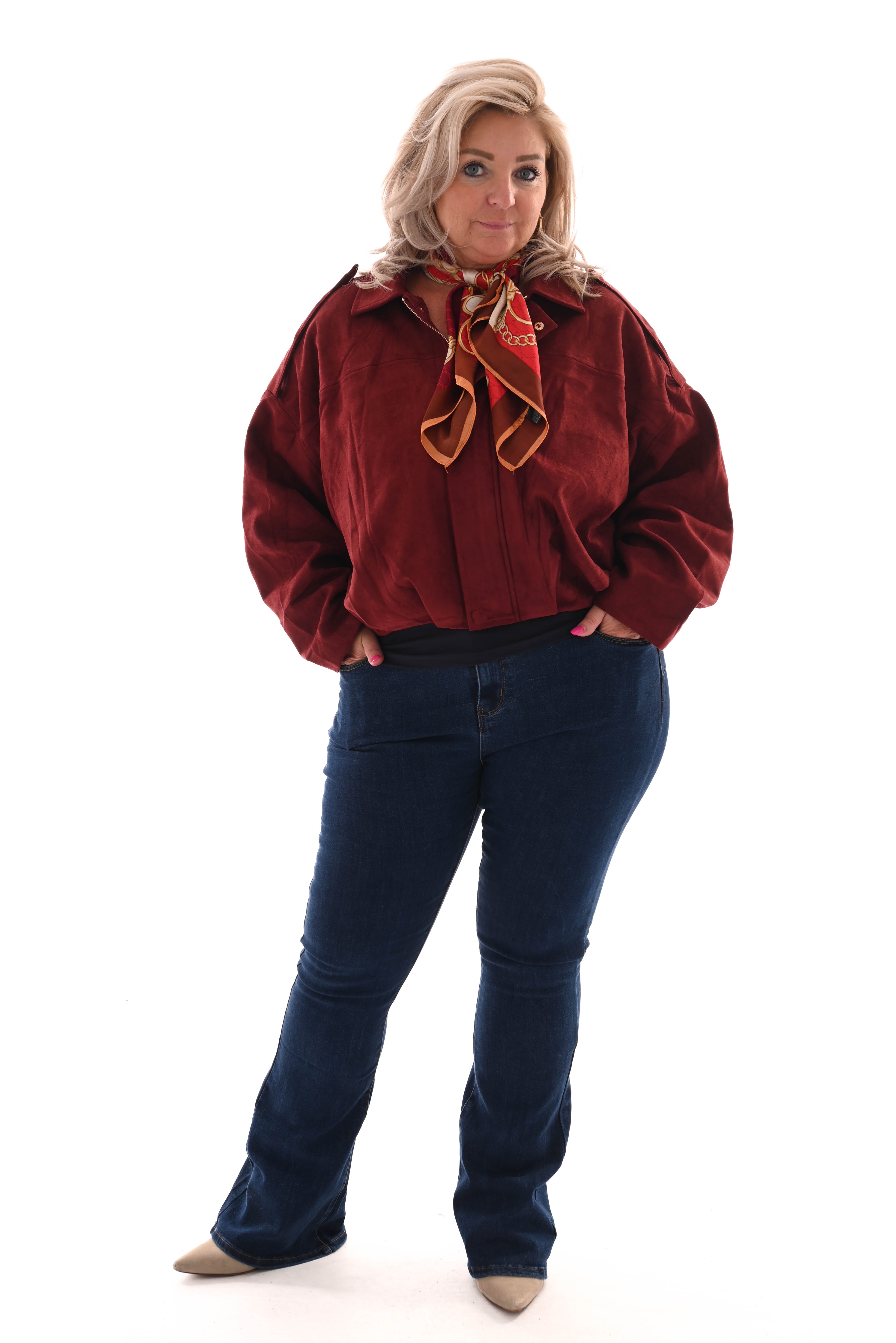 Suede look bomber jack bordeaux