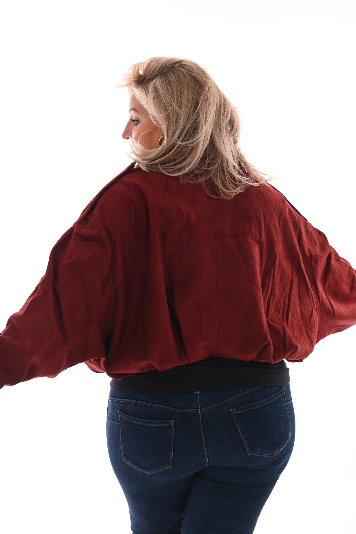 Suede look bomber jack bordeaux