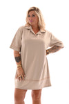 Korte jurk kraag beige