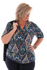 Top travel met rits paisley blauw