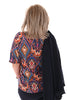 Top travel met rits paisley marineblauw/oranje