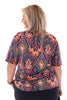 Top travel met rits paisley marineblauw/oranje