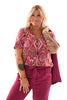 Top travel met rits paisley roze/rood