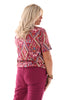 Top travel met rits paisley roze/rood