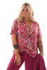 Top travel met rits paisley roze/rood