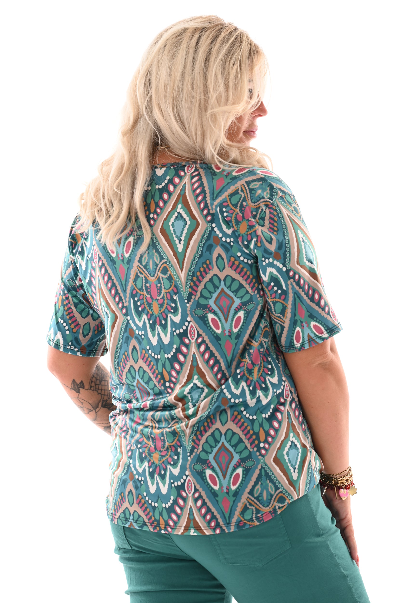 Top travel met rits paisley turquoise