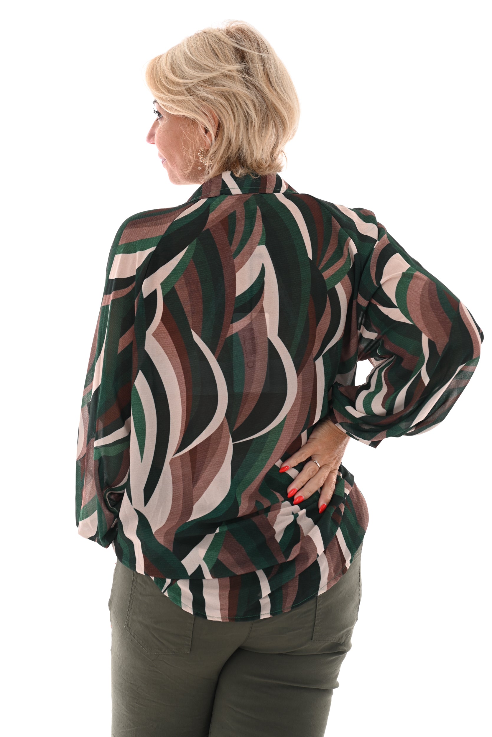 Blouse multi print swirl groen