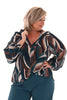 Blouse multi print swirl petrol