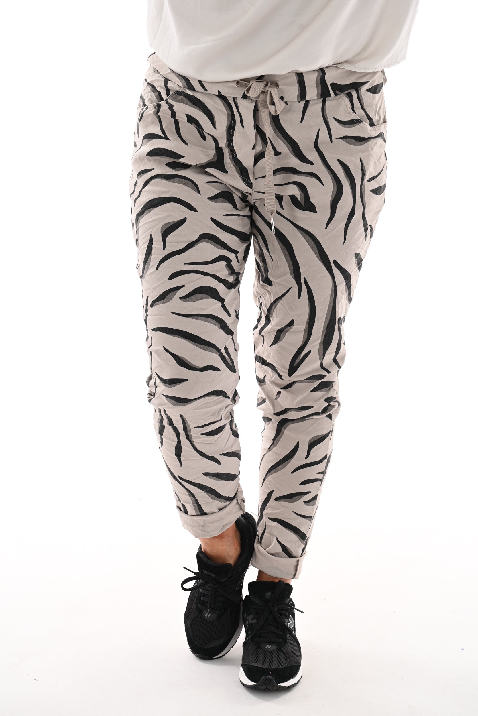 Stretchbroek zebra beige