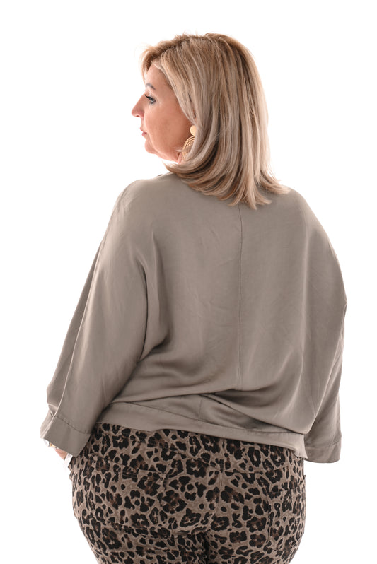 Top v-hals silky taupe