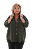 Oversized blouse ophaalmouwen legergroen