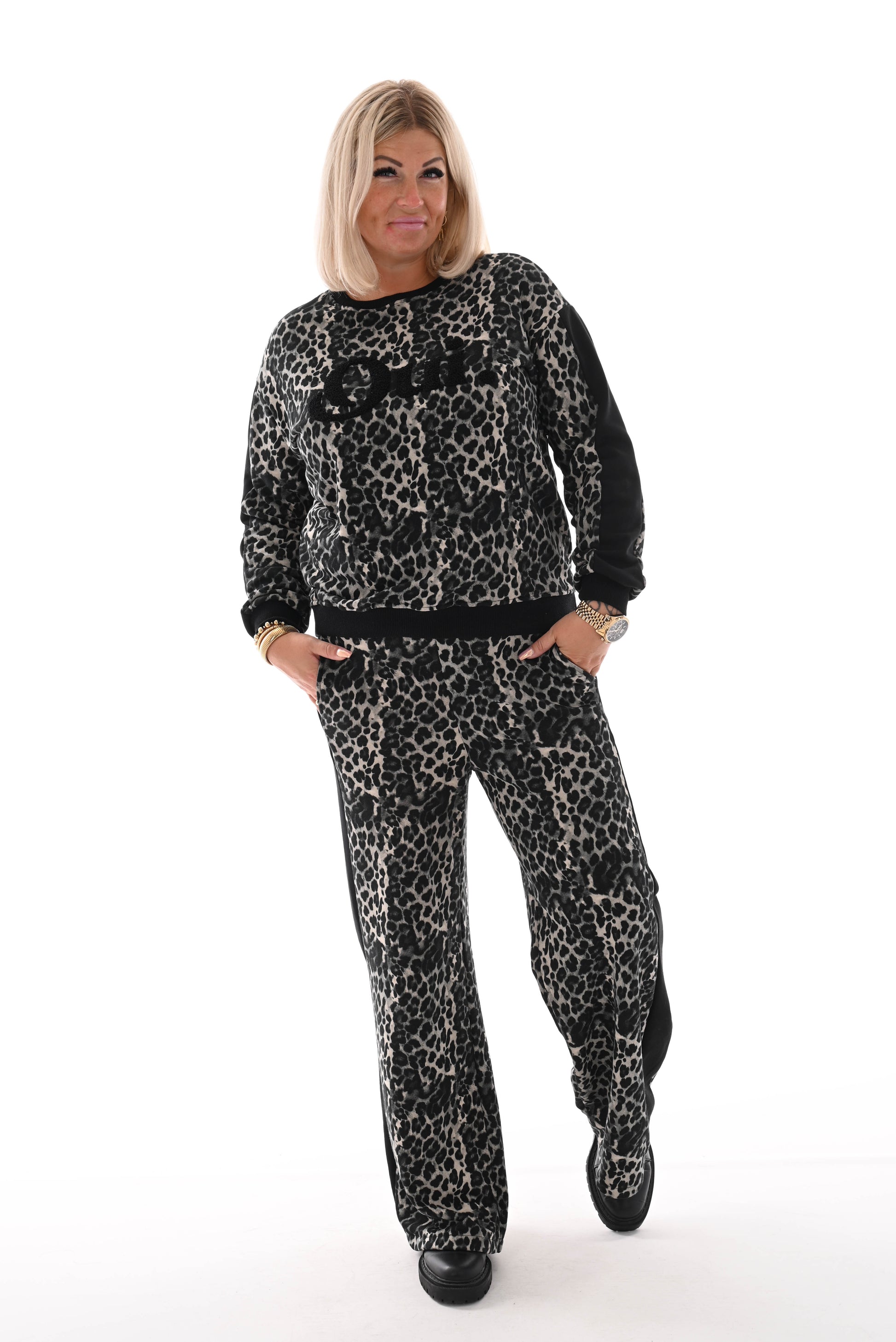 Tweedelig comfy panter set oui grijs