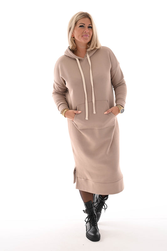 Sweater dress lang taupe