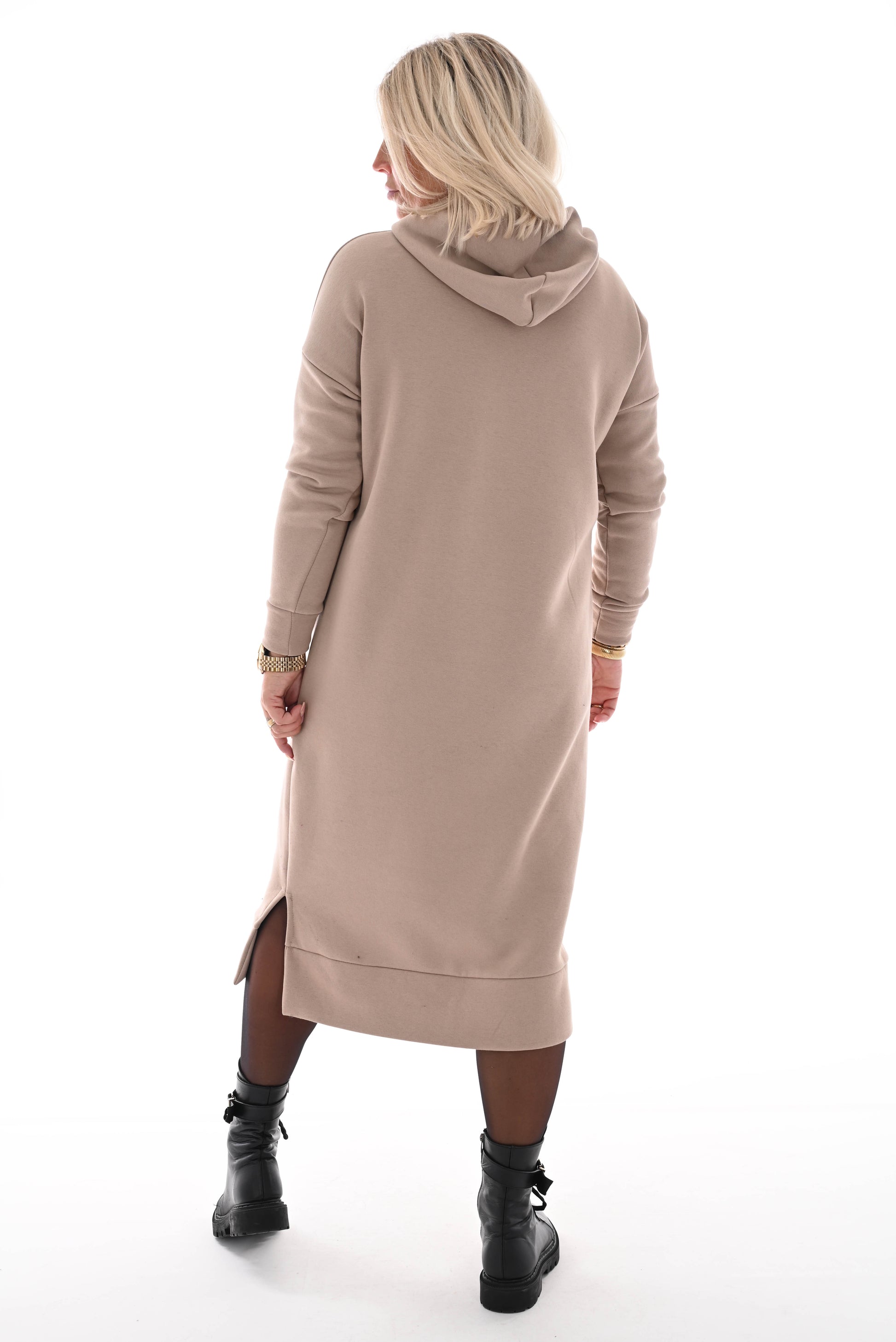 Sweater dress lang taupe