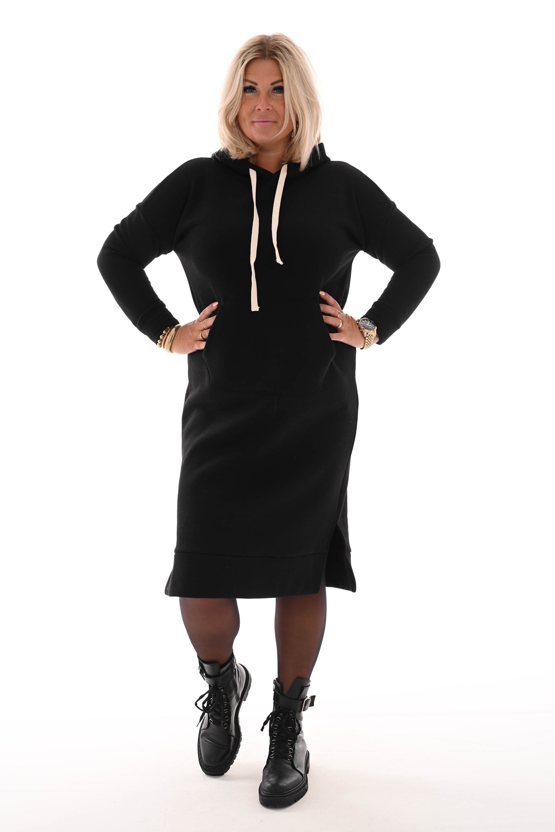 Sweater dress lang zwart