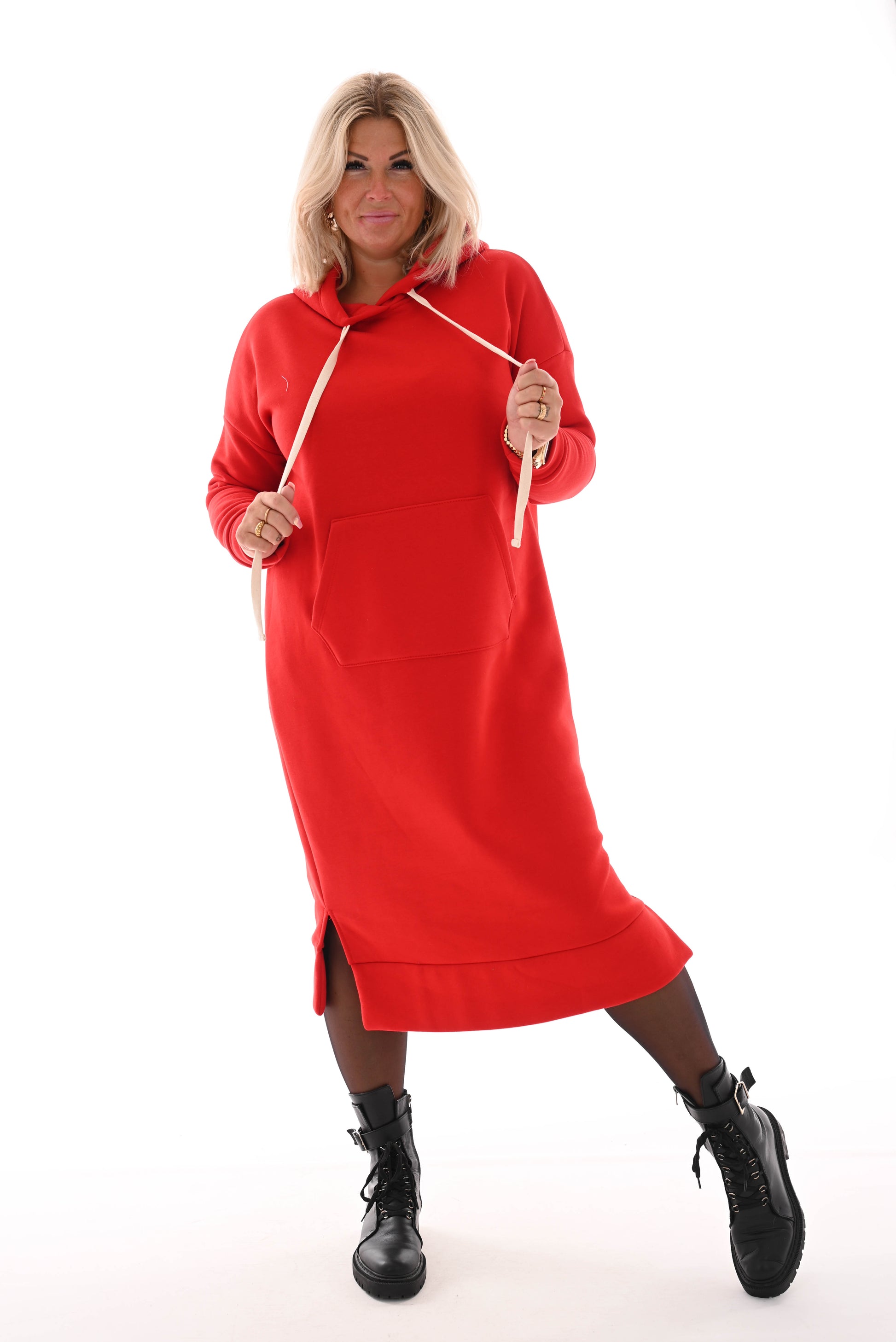 Sweater dress lang rood