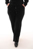 Rib straight leg joggingsbroek met thermo zwart