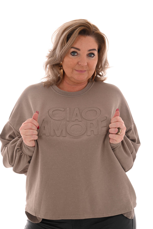 Sweater glitter ciao amore taupe