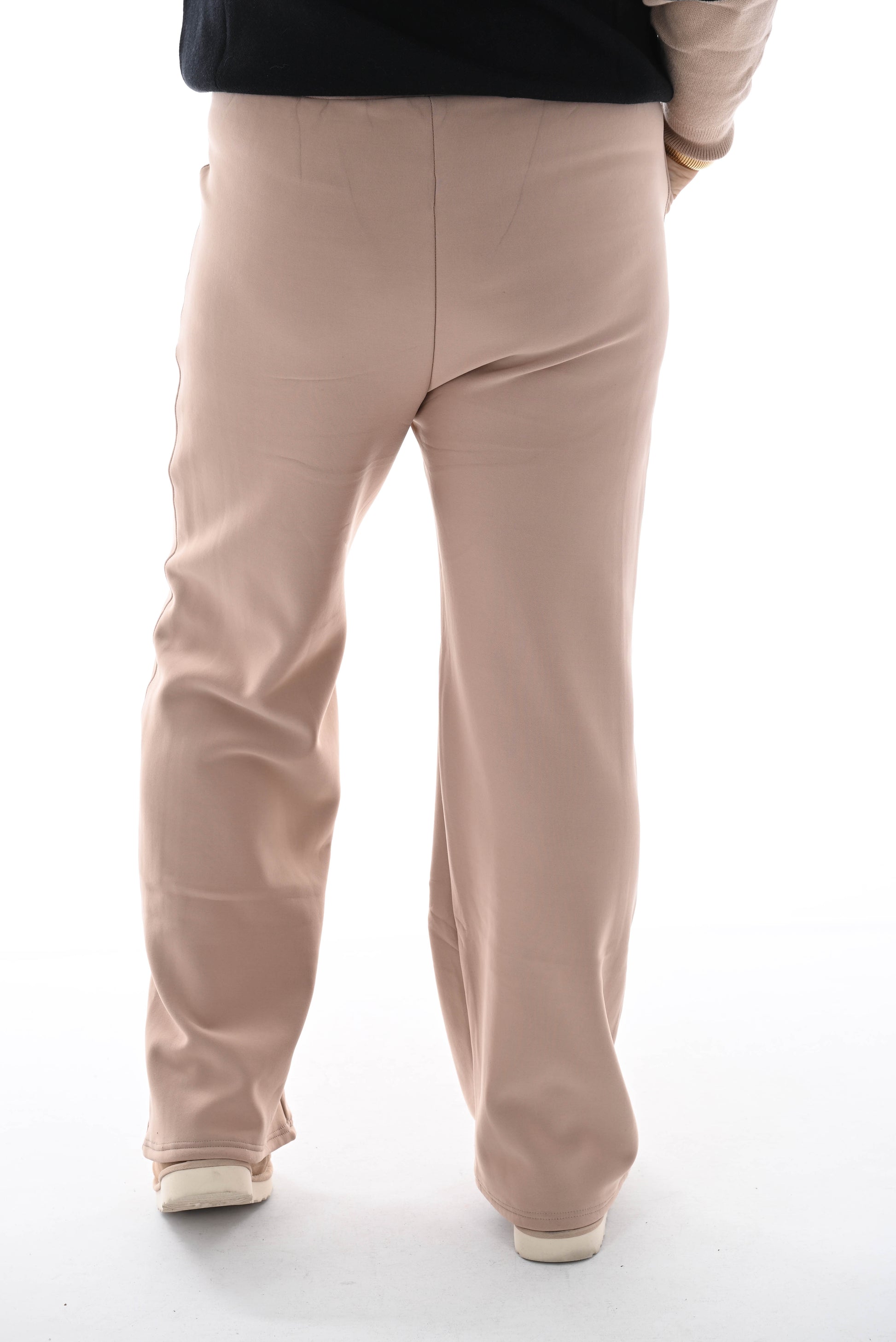 Straight leg joggingsbroek met thermo beige