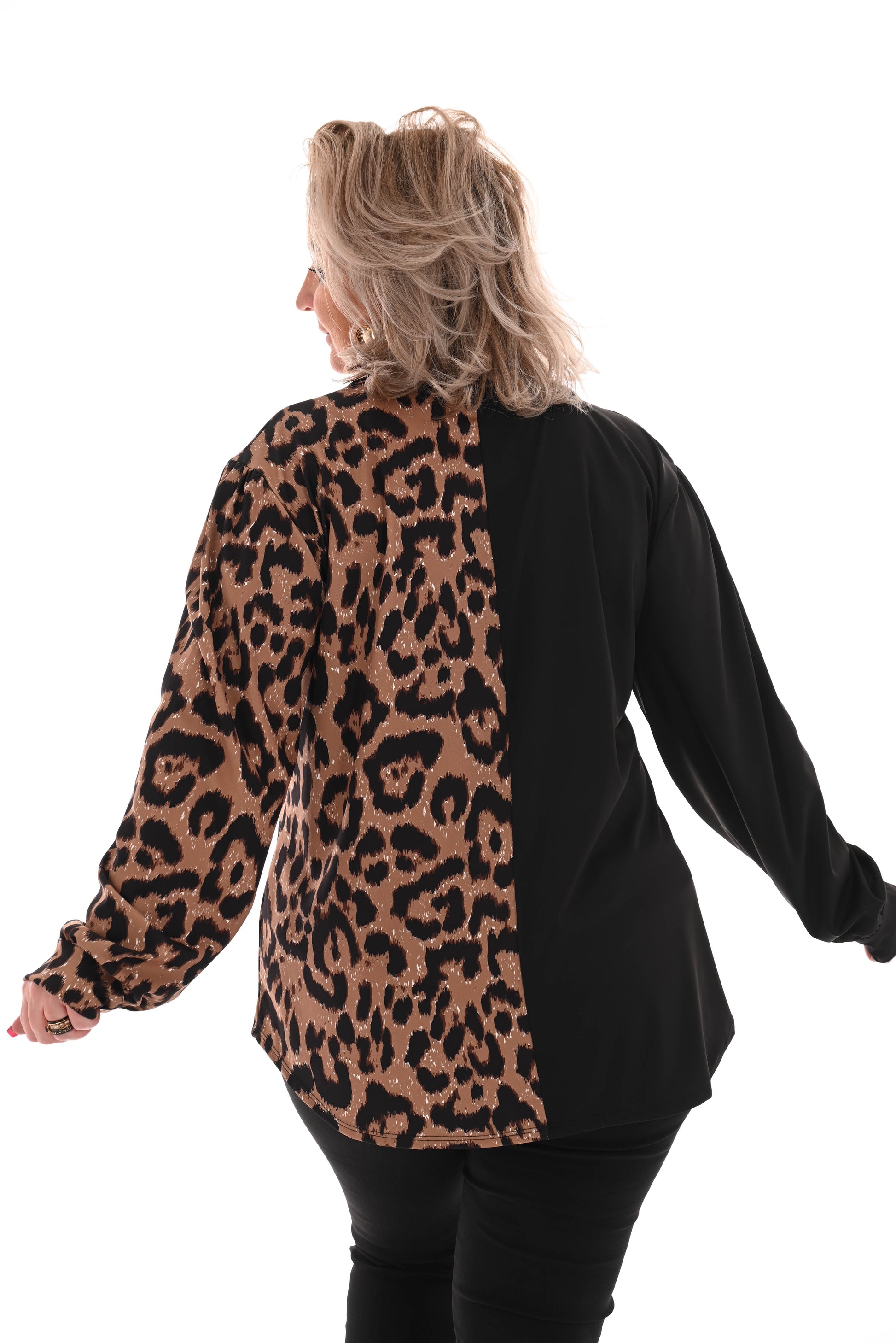 Travel blouse zwart met panter