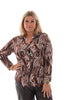 Doorknoop blouse swirl bruin