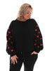 Sweater hartjes mouwen zwart