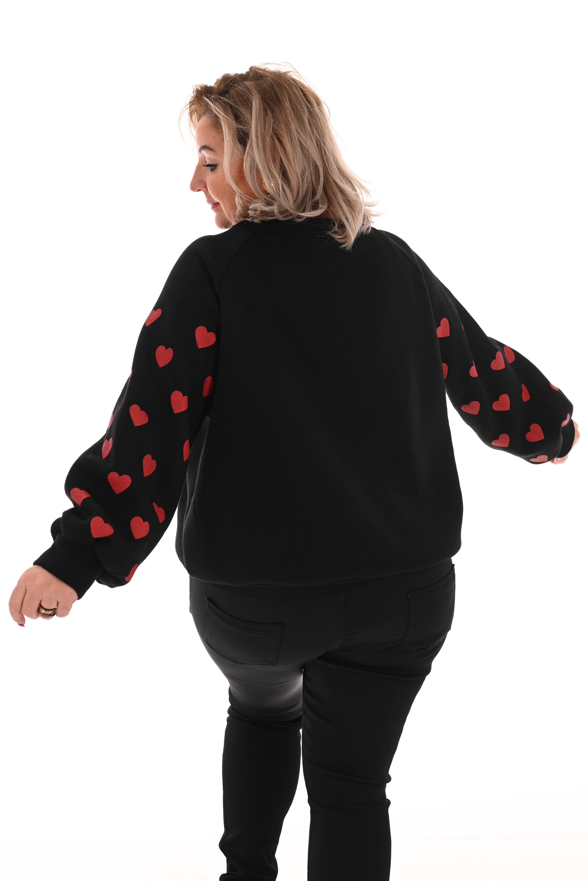 Sweater hartjes mouwen zwart